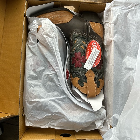 🌼Women Laredo Janis Floral Western Cowgirl Mid-Calf Genuine Leather Floral Boot - Picture 2 of 12